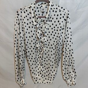 CAbi Black and White Polka Dot Blouse